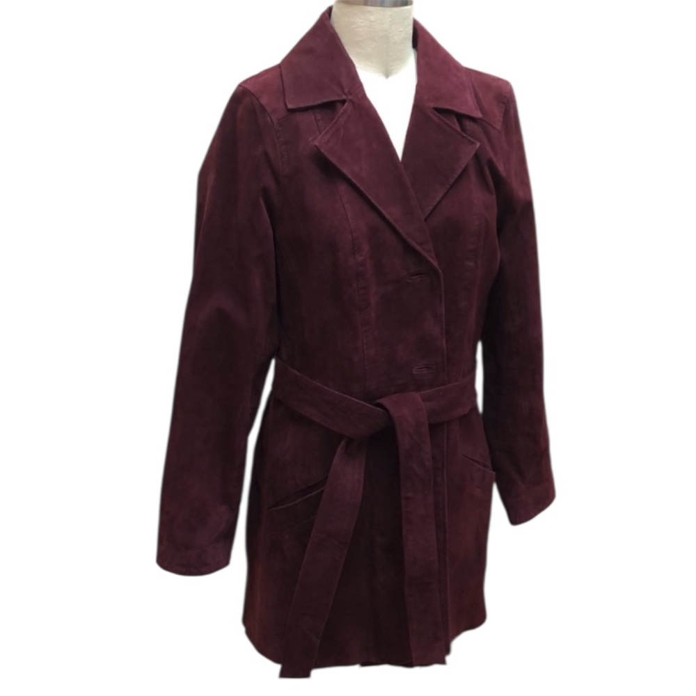 Dennis Basso Suede Leather Trench coat - Picture 2 of 13
